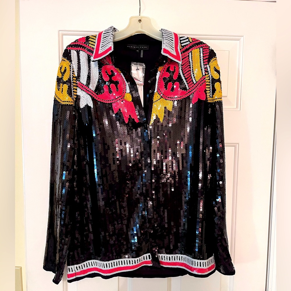 VICI Eliza Sequin Button Down Top